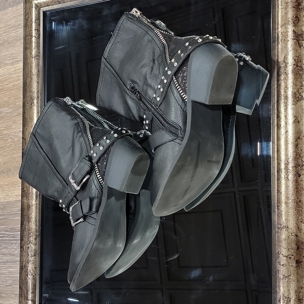 Black Vanity boots with bling, size 7 - Picture 3 of 4